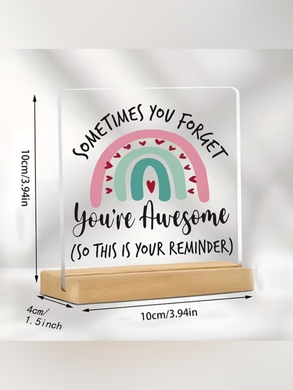 ACRYLIC 'You're Awesome' Desk Sign with Wooden Stand - Picture 2 of 4